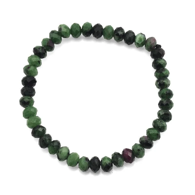Ruby Zoisite Faceted Rondelles Stretch Bracelet 6mm - Image 4