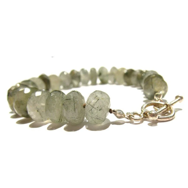 Rutilated Quartz Knotted Bracelet with Sterling Silver Toggle Clasp - Image 4