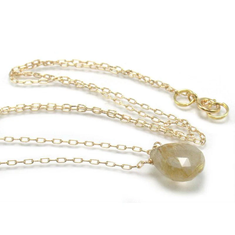 Rutilated Quartz Necklace on Gold Filled Chain with Gold Filled Spring Ring Clasp - Image 2