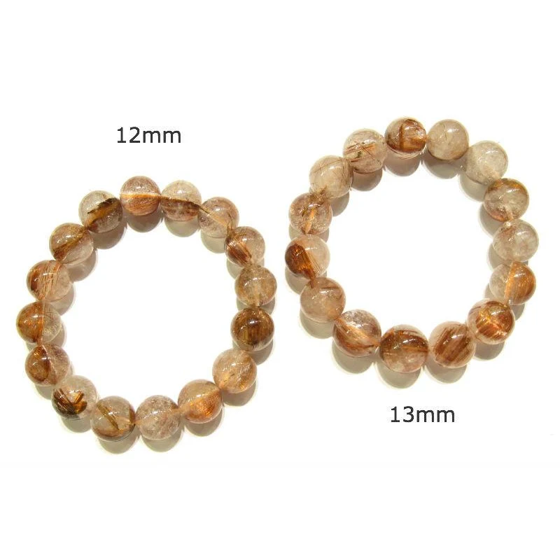 Rutilated Quartz Rounds Stretch Bracelet 12mm OR 13mm - Image 6