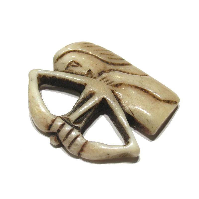 Sagittarius The Archer Zodiac Symbol Hand Carved Cow Bone Pendant Bead - Image 2