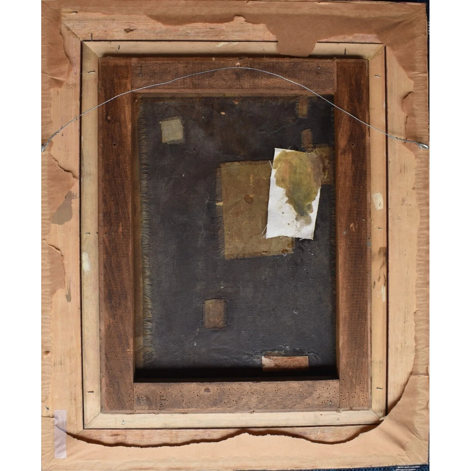 Saint Nicholas San Nicolas Antique 19th C. Spanish Colonial Painting on Canvas/ Retablo - Image 9