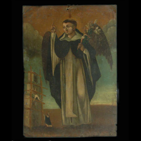 San Vincente Ferrer Antique Mexican Retablo #49 - Image 2