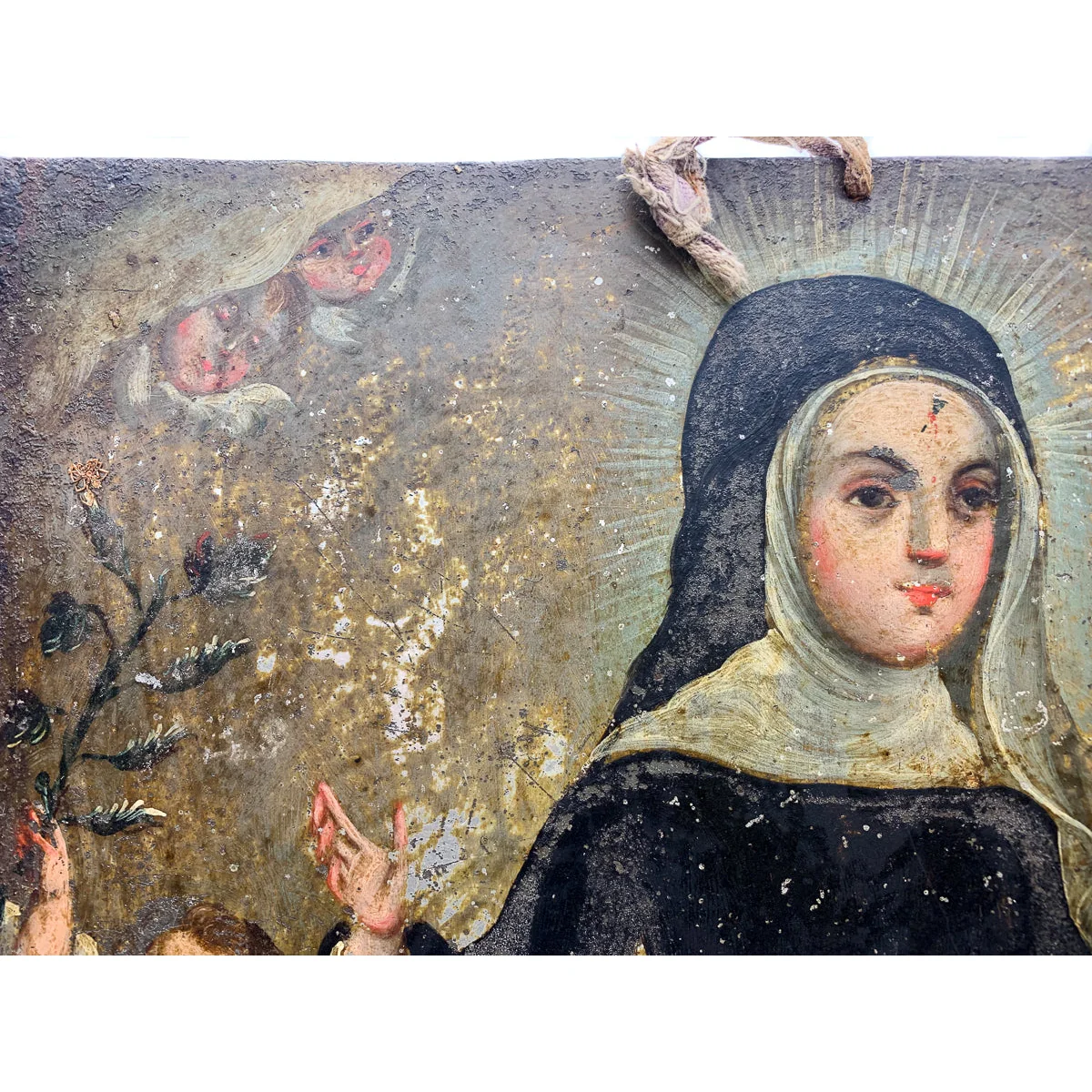 Santa Rita de Cascia 2 Antique Mexican Retablo #52 - Image 6
