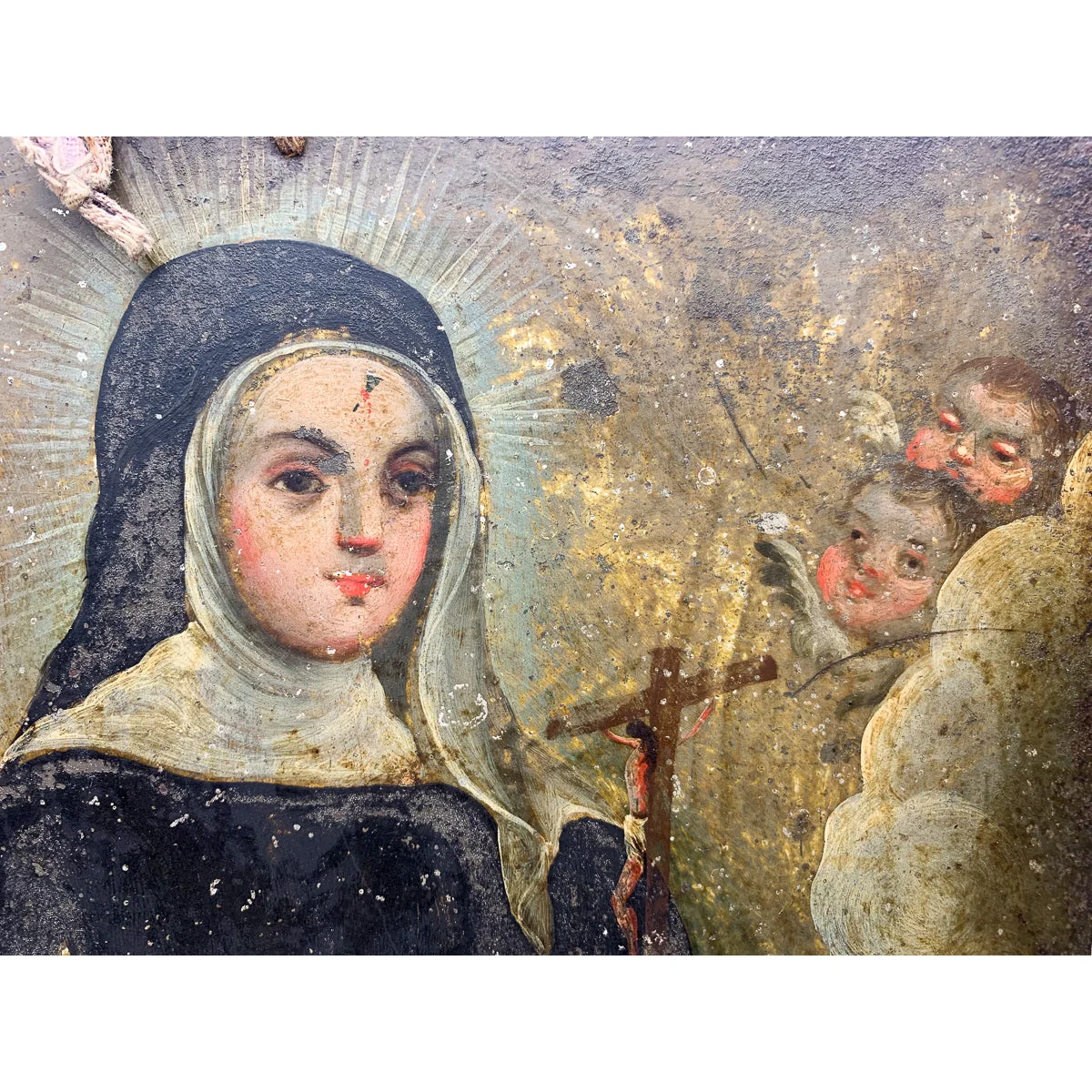 Santa Rita de Cascia 2 Antique Mexican Retablo #52 - Image 7