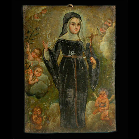 Santa Rita de Cascia 2 Antique Mexican Retablo #52 - Image 9