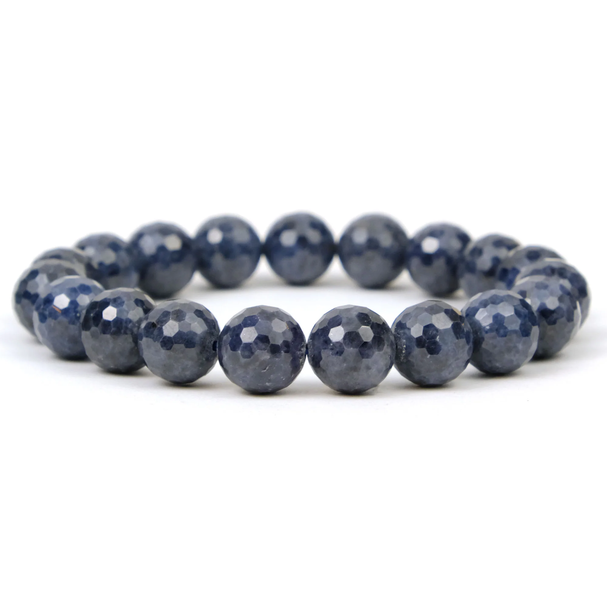 Sapphire Faceted Stretch Bracelet 10mm - Image 2