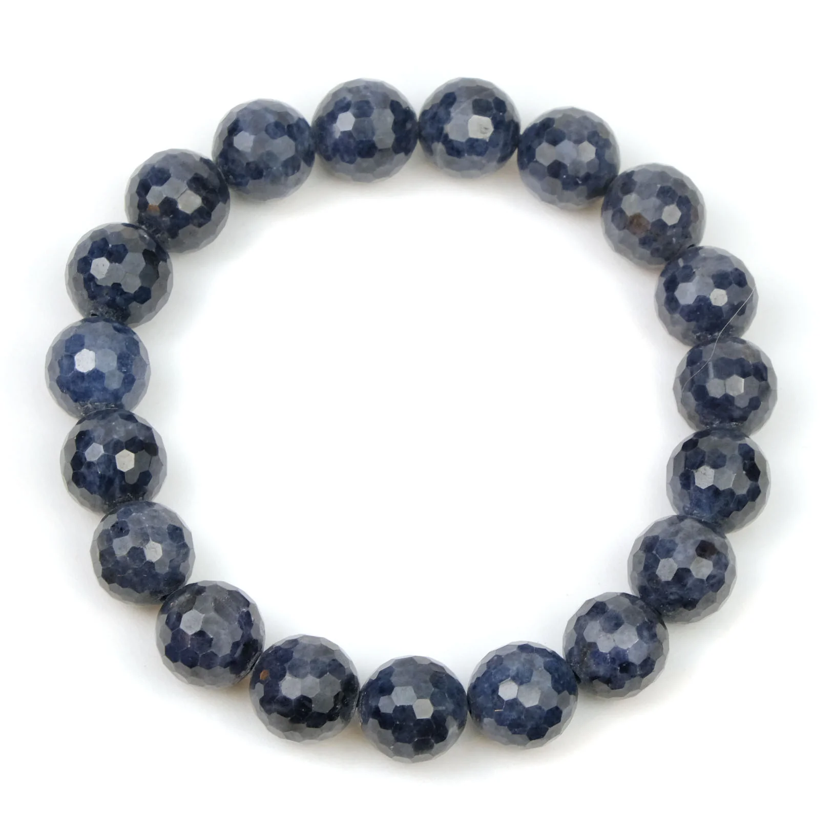 Sapphire Faceted Stretch Bracelet 10mm - Image 3