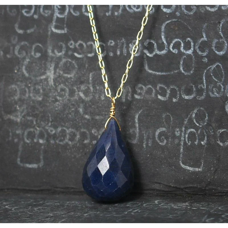 Sapphire Necklace On Gold Filled Chain With Gold Filled Spring Clasp 2 - Image 3
