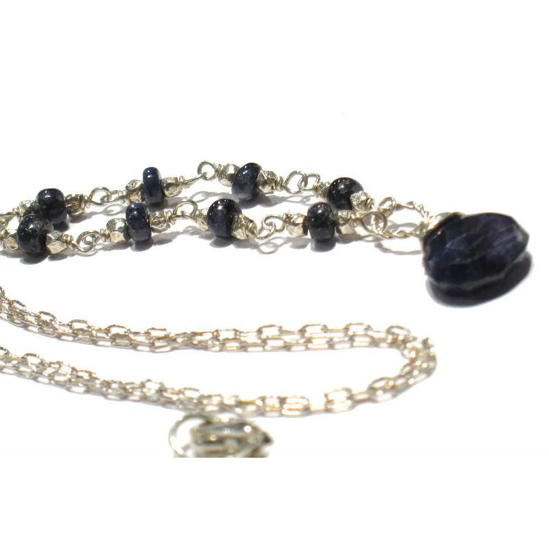 Sapphire Chain Necklace with Sterling Silver Trigger Clasp - Image 3