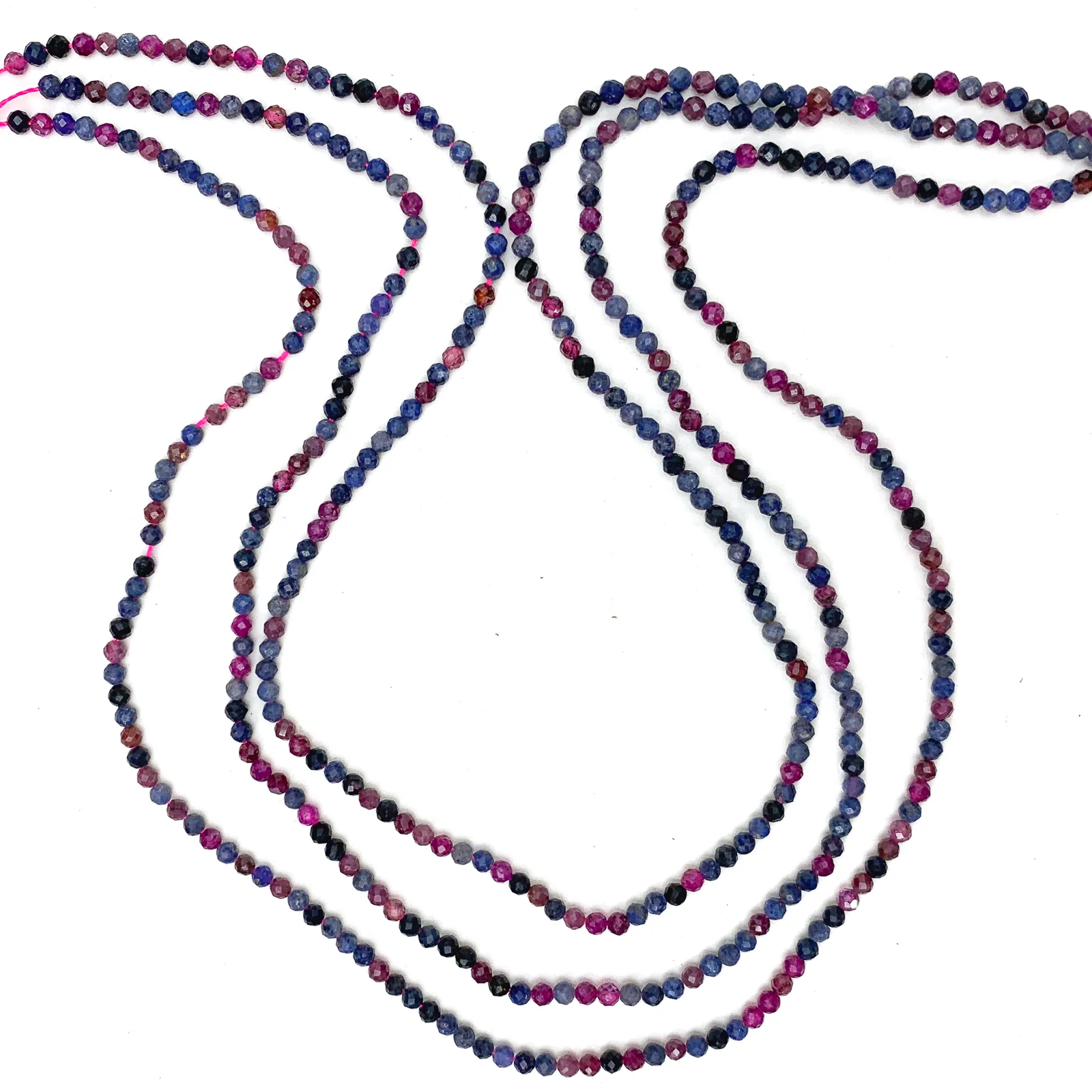 Sapphire Pink / Blue Mix 2.5mm Faceted Rounds Bead Strand - Image 5