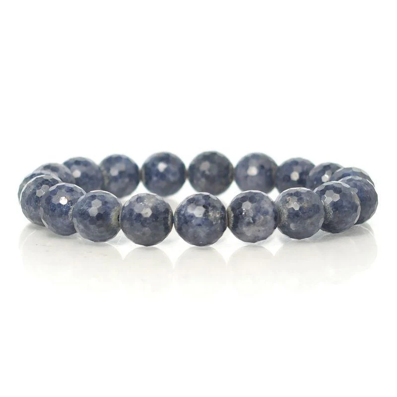 Sapphire Faceted Stretch Bracelet 11mm - Image 2