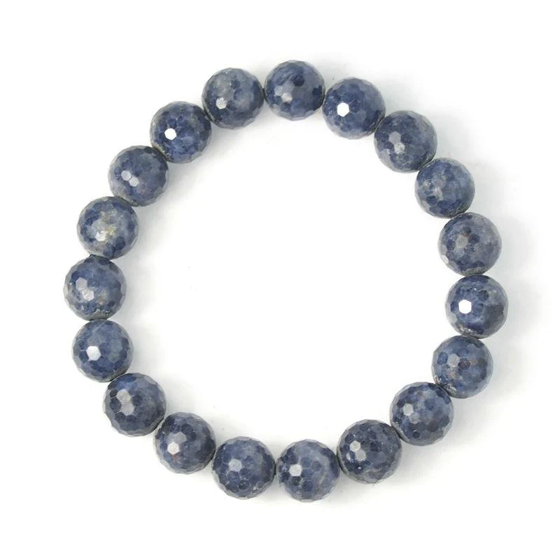 Sapphire Faceted Stretch Bracelet 11mm - Image 4