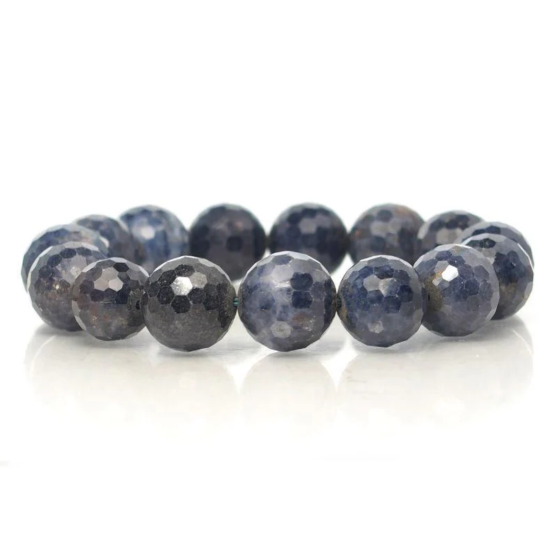 Sapphire Faceted Stretch Bracelet 15mm - Image 2
