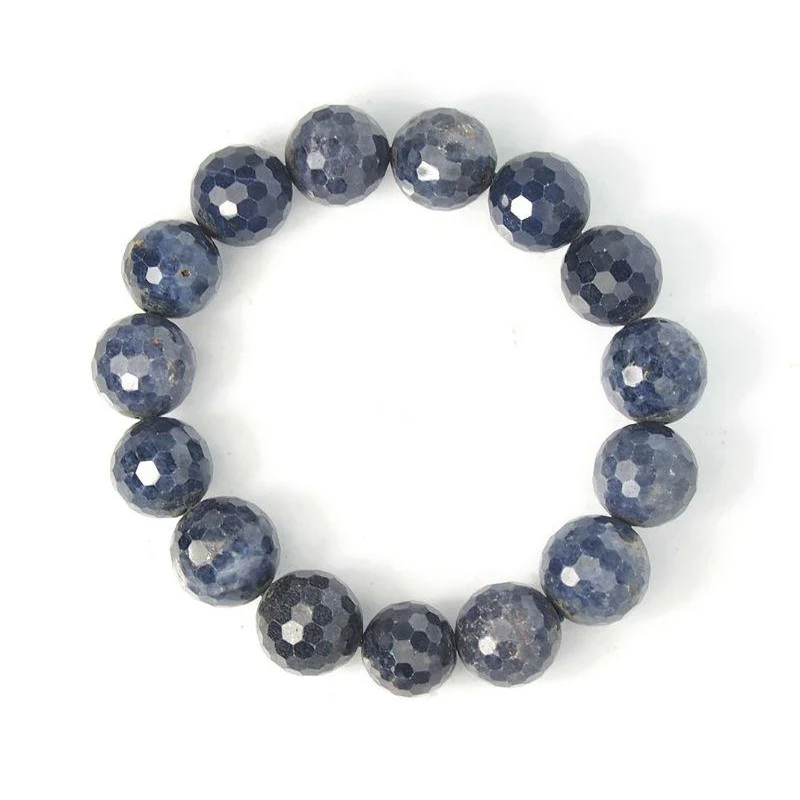 Sapphire Faceted Stretch Bracelet 15mm - Image 4
