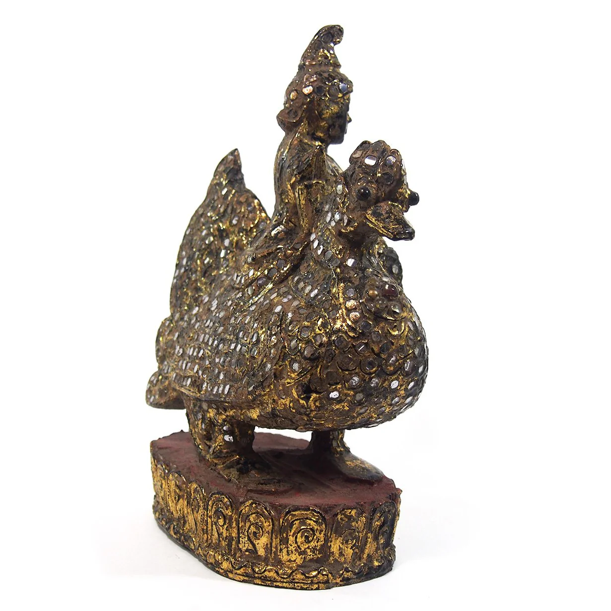 Saraswati Black Lacquer Golden Leaf Glass Mosaic Large Figure from Burma known as Thurathadi Dewi - Image 2