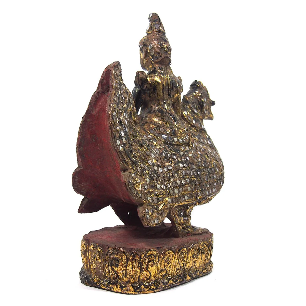 Saraswati Black Lacquer Golden Leaf Glass Mosaic Large Figure from Burma known as Thurathadi Dewi - Image 3
