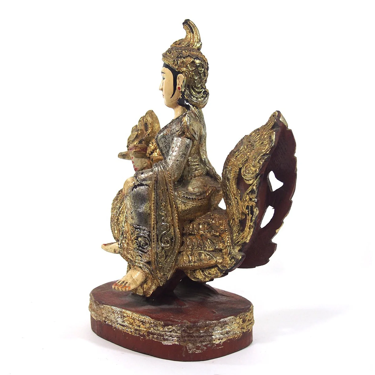 Saraswati Polychrome with Golden Leaf Large Figure from Burma known as Thurathadi Dewi - Image 2