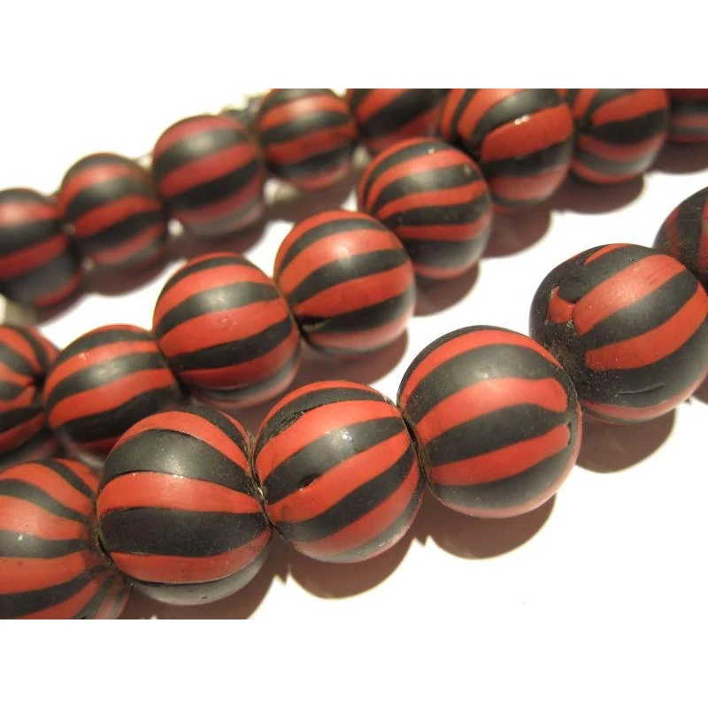 "Barbershop Swirl" Glass Round Trade Bead Necklace/Strand or Loose - Image 2