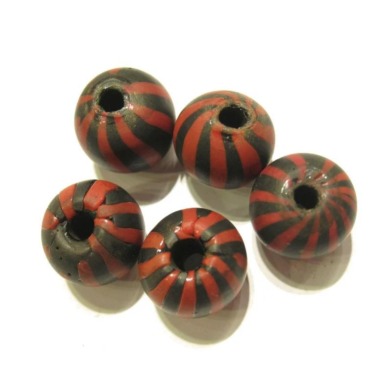 "Barbershop Swirl" Glass Round Trade Bead Necklace/Strand or Loose - Image 6