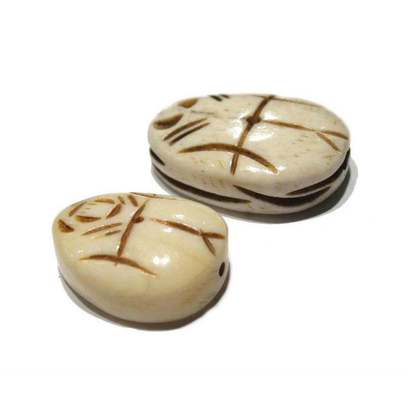 Scarab Hand Carved Cow Bone Bead - Image 2