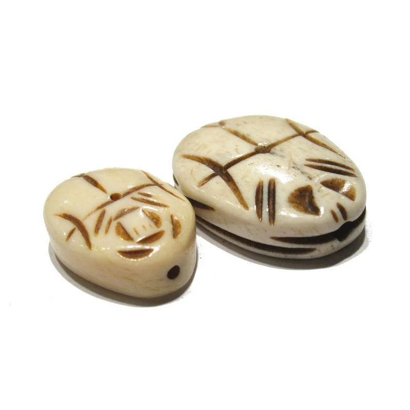 Scarab Hand Carved Cow Bone Bead - Image 3