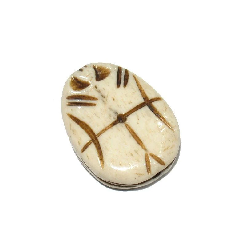 Scarab Hand Carved Cow Bone Bead - Image 6