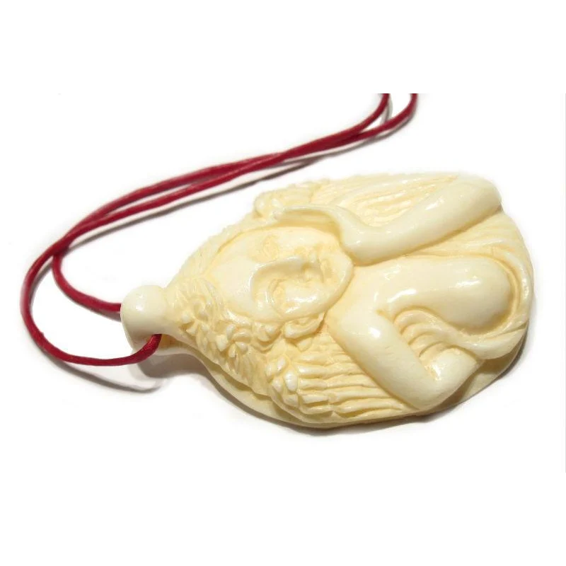 "Seductive" Siren Hand Carved Cow Bone Bead Pendant - Image 4