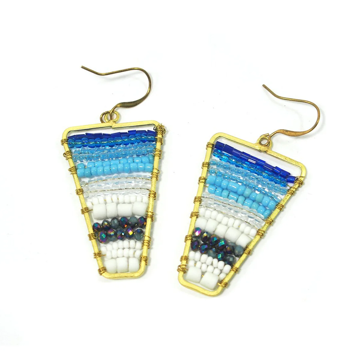 Seed Bead and Brass Earrings, A - Image 2