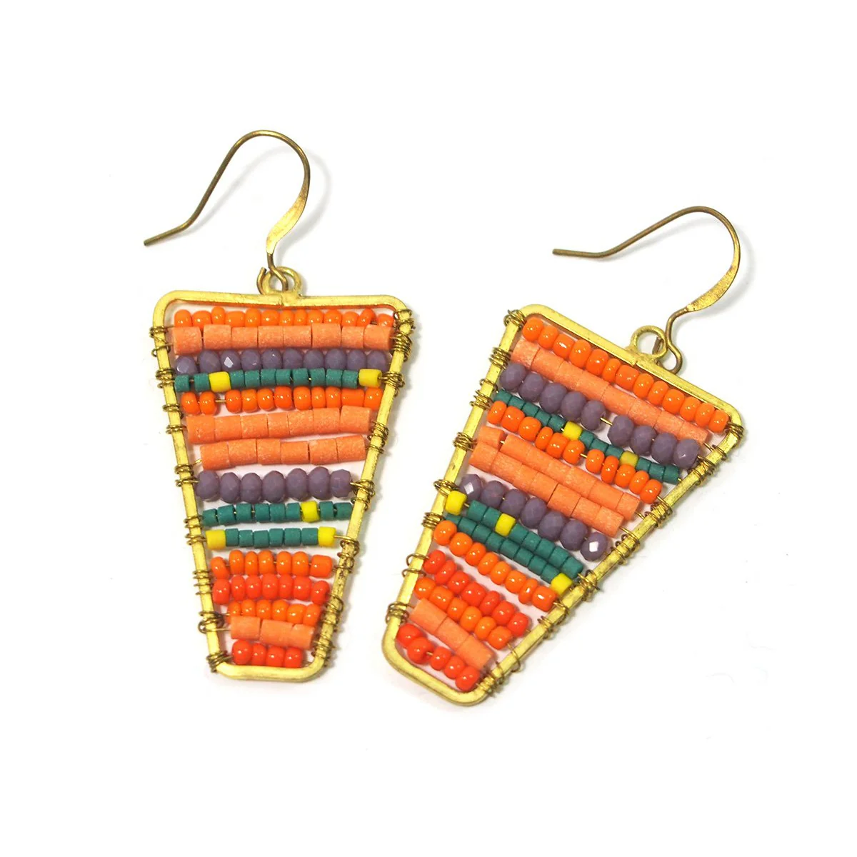 Seed Bead and Brass Earrings, A - Image 4