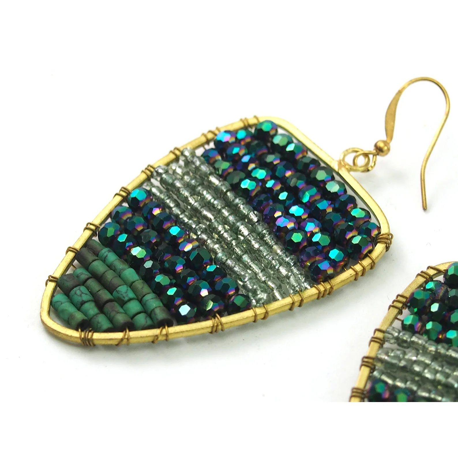 Seed Bead/Brass Fancy Earrings - Image 2