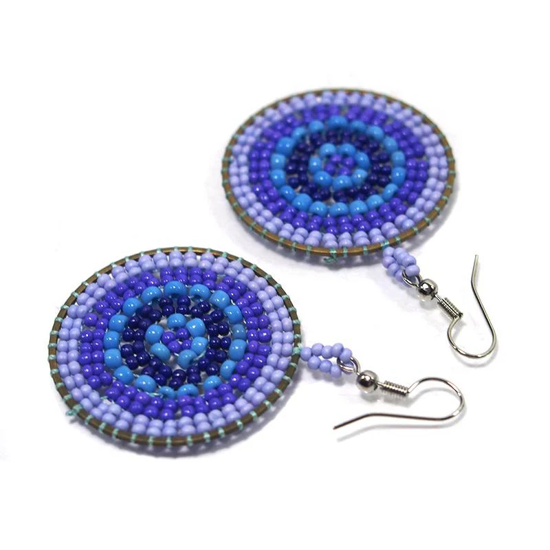 Seed Bead Round Earrings 1 - Image 2