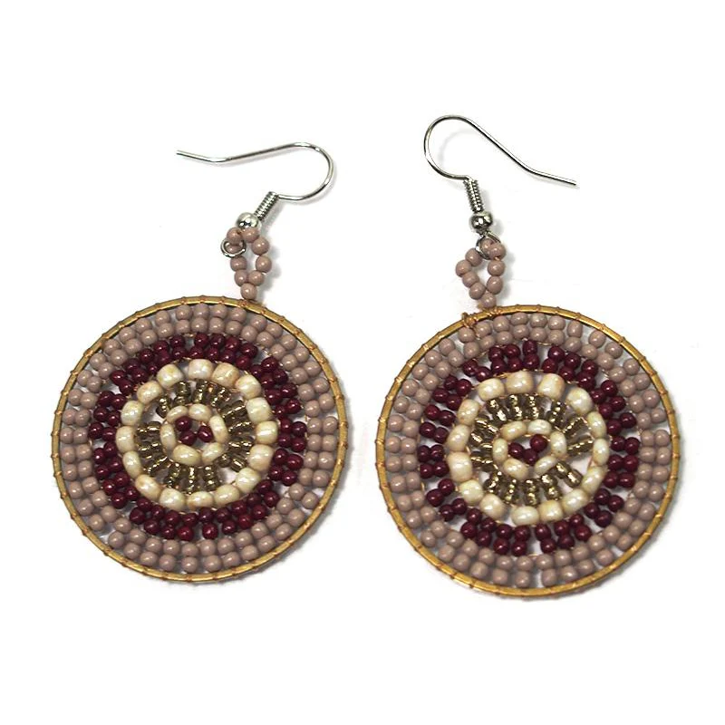 Seed Bead Round Earrings 2 - Image 2