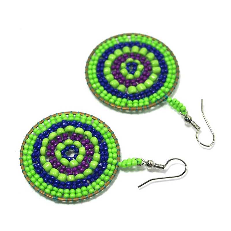 Seed Bead Round Earrings 3 - Image 2