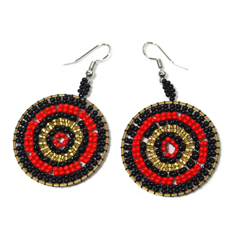 Seed Bead Round Earrings 4 - Image 2