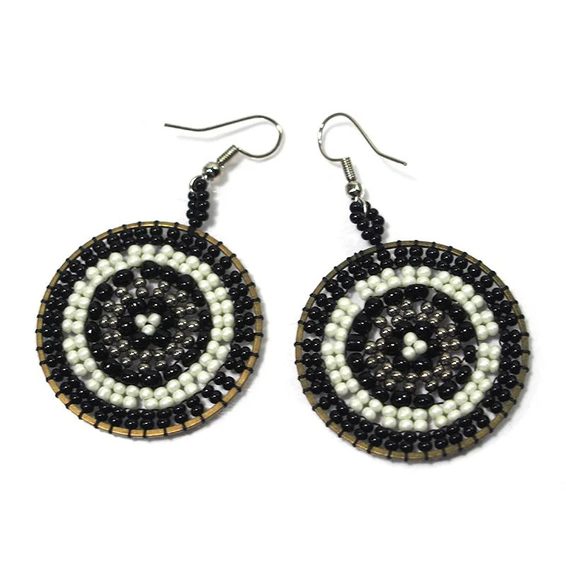 Seed Bead Round Earrings 6 - Image 2