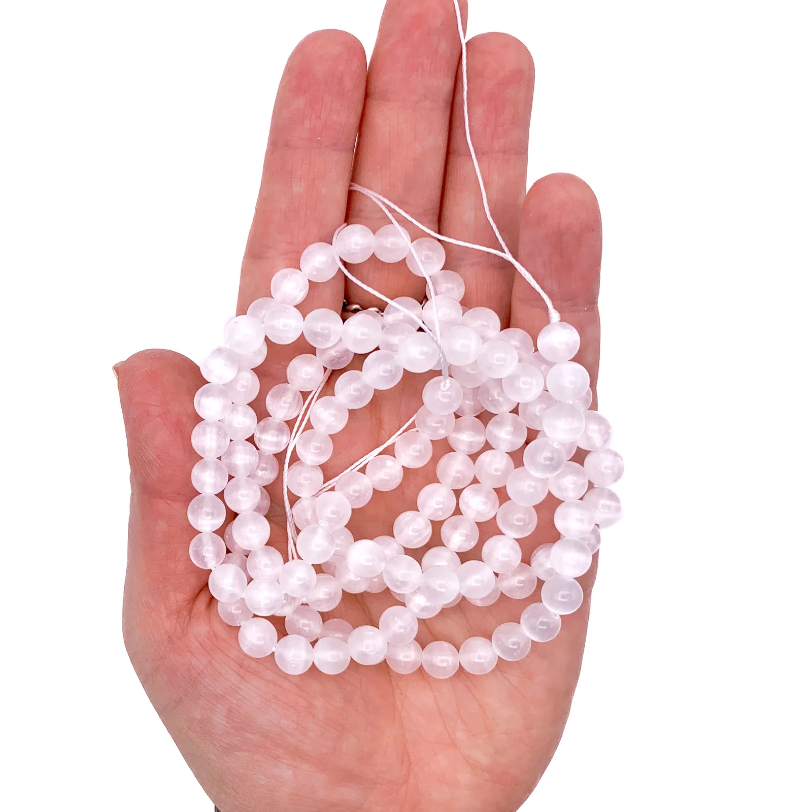Selenite 6mm Smooth Rounds Bead Strand - Image 2