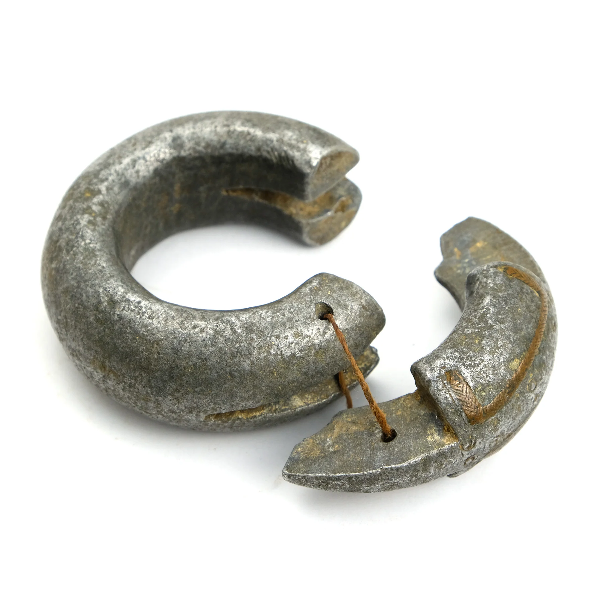 Senufo Aluminum Copper Inlay Currency/ Dowry Hinged Bangle RARE - Image 3