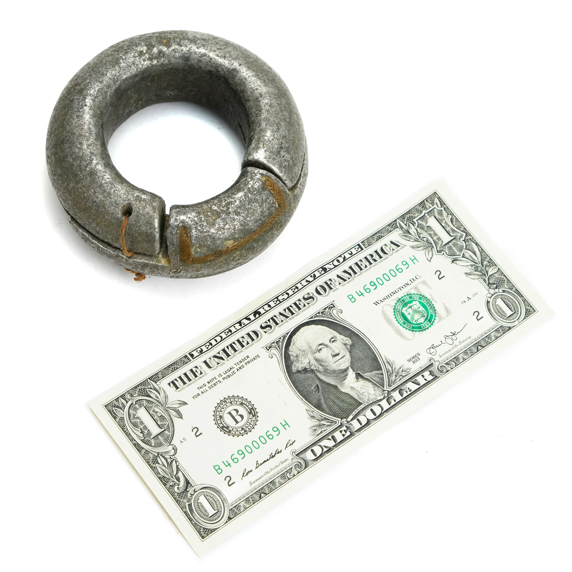 Senufo Aluminum Copper Inlay Currency/ Dowry Hinged Bangle RARE - Image 4