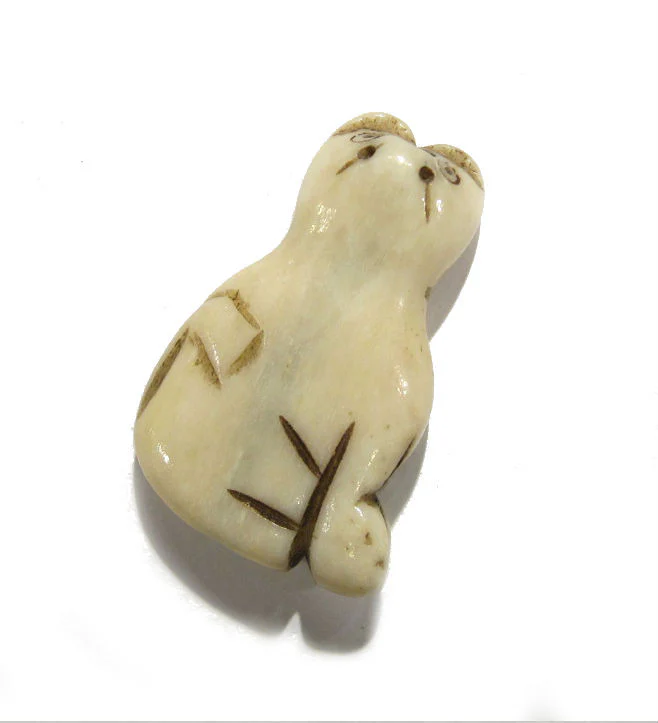 "Serenity Cat" Carved Cowbone Pendant - Image 3