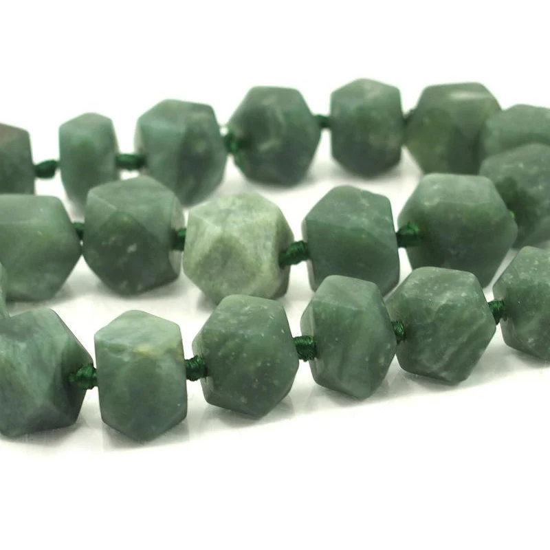 Serpentine (Afghan Jade) Faceted Cube Strand - Image 2