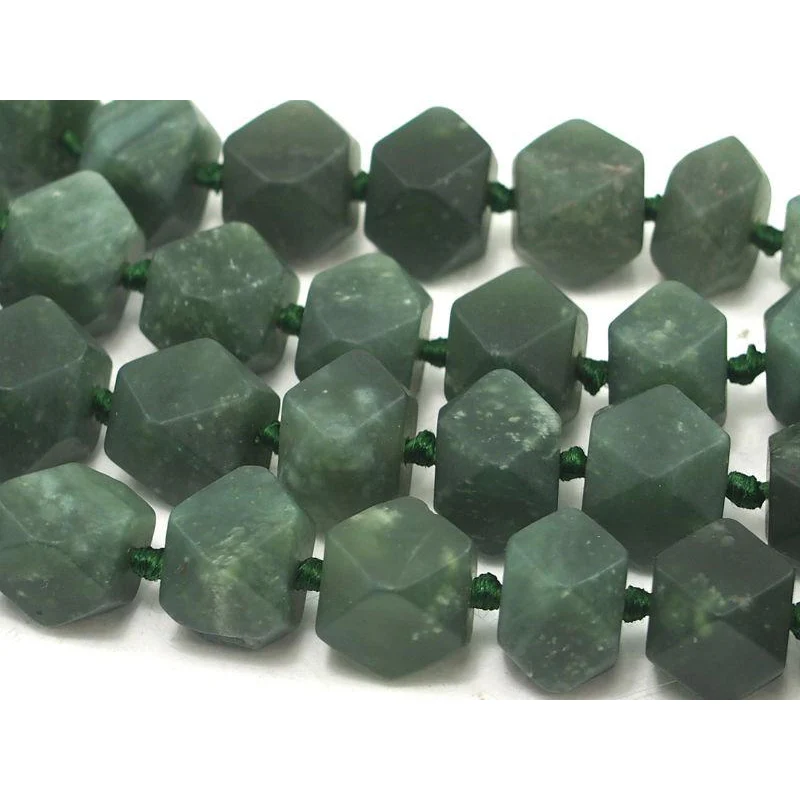 Serpentine (Afghan Jade) Faceted Cube Strand - Image 3