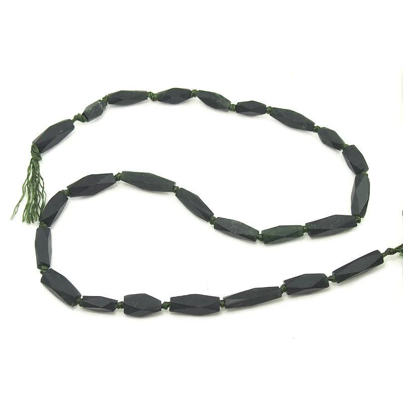 Serpentine (Afghan Jade) Matte Faceted Small Lozenge Bead Strand - Image 2
