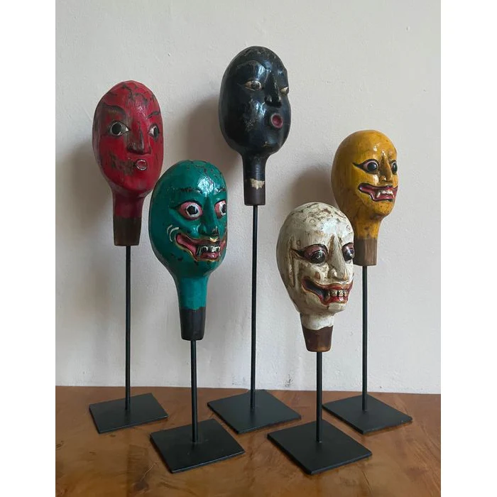 Javanese Wayang Peranakan Puppet Heads, Indonesia #81, #82, #83, #84, #85 - Image 3