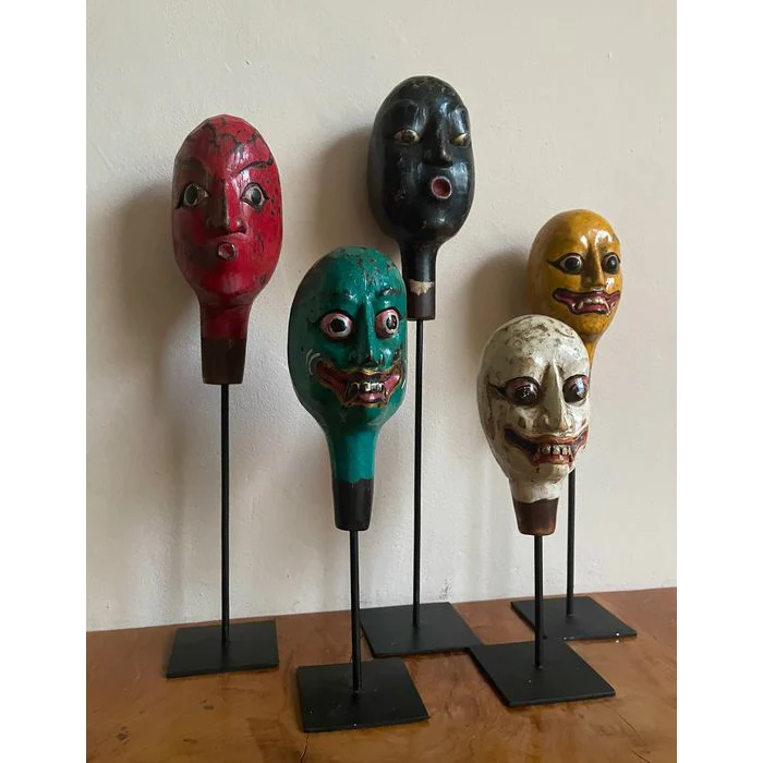Javanese Wayang Peranakan Puppet Heads, Indonesia #81, #82, #83, #84, #85 - Image 5