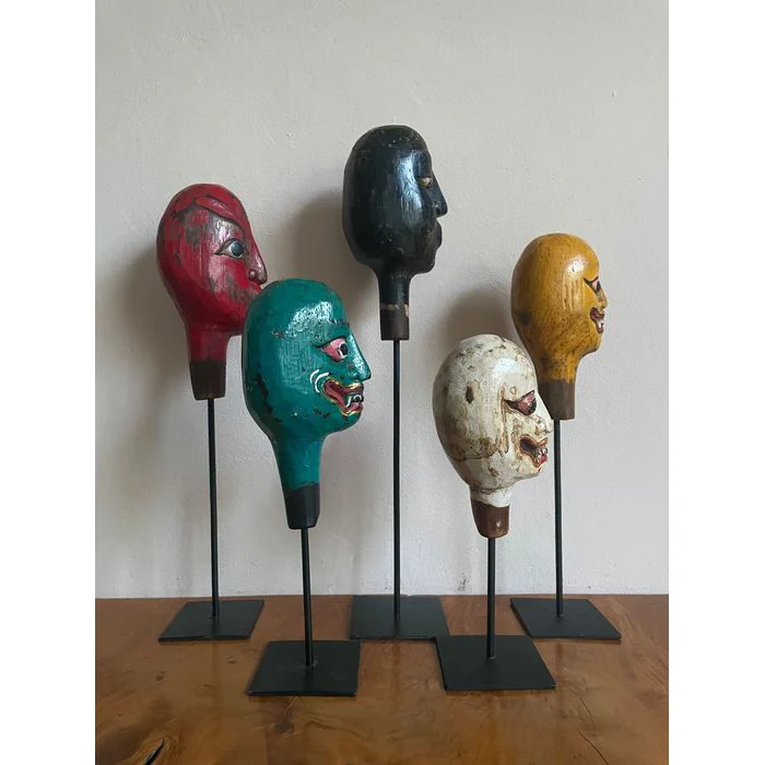 Javanese Wayang Peranakan Puppet Heads, Indonesia #81, #82, #83, #84, #85 - Image 6