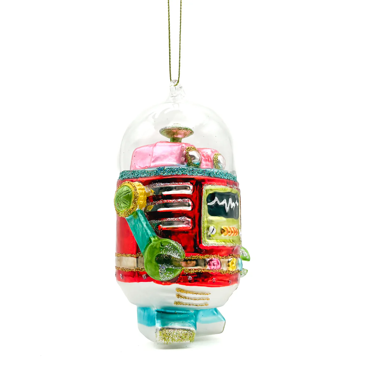 Shimmering Glittered Robot Ornament PS - Image 2