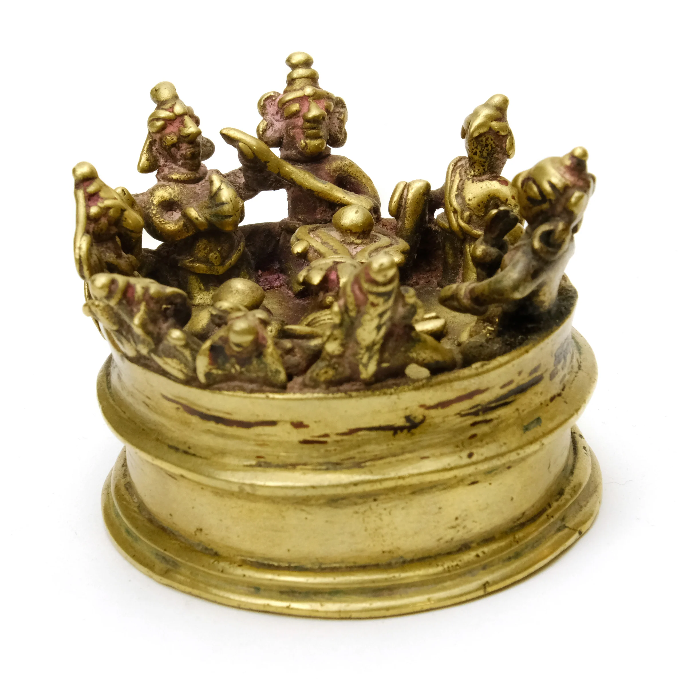 Shiva Family Group Rare Detailed Early 20th Century Brass Altar # 1 - Image 3