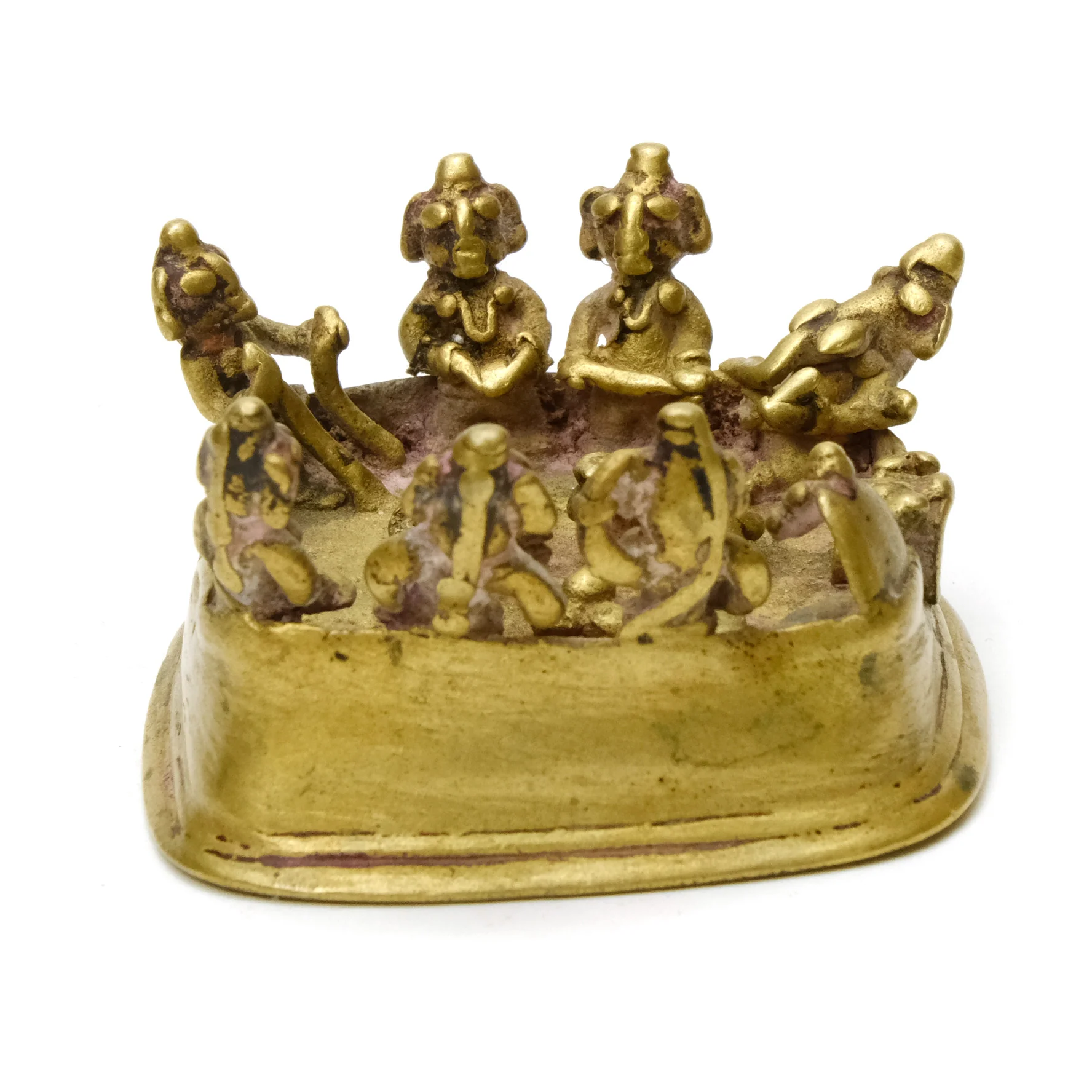 Shiva Family Group Rare Detailed Early 20th Century Brass Altar # 2 - Image 4