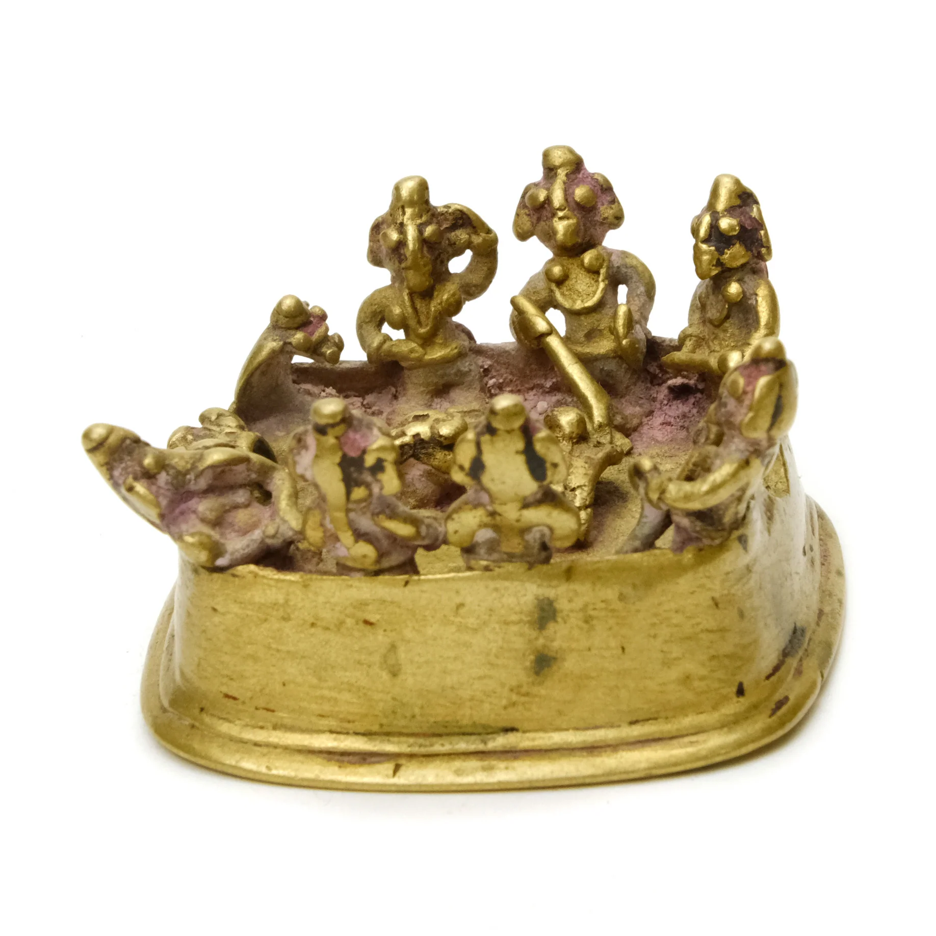 Shiva Family Group Rare Detailed Early 20th Century Brass Altar # 2 - Image 5